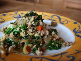 Caramelized Onions, Part 3: Ground Lamb with Caramelized Onions and Kale